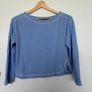 Intimately Free People Blue Contrast Stitch Long Sleeve Crop Top Size Large